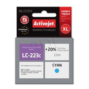 Tusz zamiennik Activejet AB-223CN (Brother LC223C) supreme XL 10ml cyan