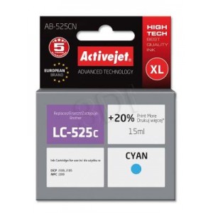 Tusz zamiennik Activejet AB-525CN (Brother LC525C) supreme XL 15ml cyan