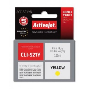 Tusz zamiennik Activejet ACC-521YN (Canon CLI-521Y) supreme 10ml yellow Chip