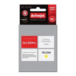 Tusz zamiennik Activejet ACC-551YN (Canon CLI-551Y) supreme XL 15ml yellow Chip