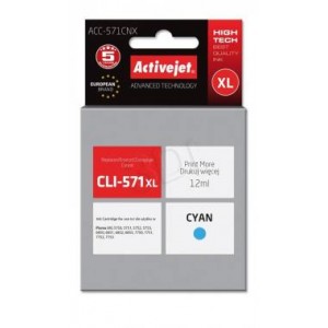 Tusz zamiennik Activejet ACC-571CNX (Canon CLI-571C XL) supreme 12ml cyan Chip