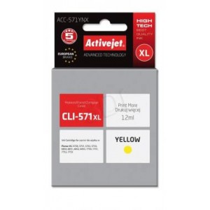 Tusz zamiennik Activejet ACC-571YNX (Canon CLI-571Y XL) supreme 12ml yellow Chip