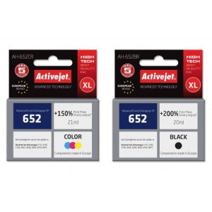Zestaw tuszów XL Activejet HP 652 - czarny 20ml + kolor 21ml