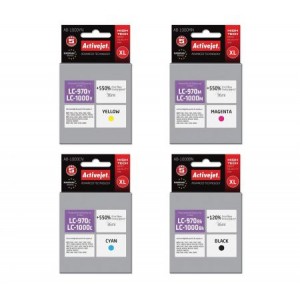 Zestaw Activejet do Brother LC1000 - 4 tusze CMYK XL