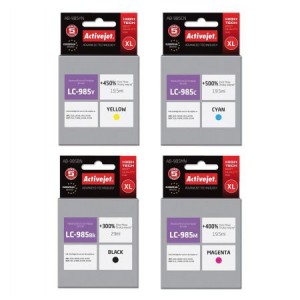 Zestaw Activejet do Brother LC985 - 4 tusze CMYK XL Zestaw Activejet do Brother LC985 - 4 tusze CMYK XL