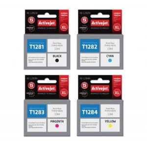 Zestaw Activejet do Epson T1281-T1284 - 4 tusze CMYK XL Zestaw Activejet do Epson T1281-T1284 - 4 tusze CMYK XL