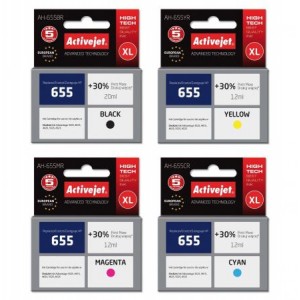 Zestaw Activejet do HP 655 CMYK - 4 tusze XL Zestaw Activejet do HP 655 CMYK - 4 tusze XL