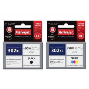 Zestaw Activejet do HP 302 czarny i kolor - 2 tusze XL