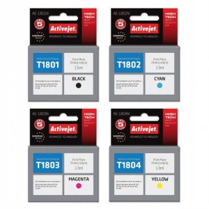Zestaw Activejet do Epson T1801-T1804 - 4 tusze CMYK Zestaw Activejet do Epson T1801-T1804 - 4 tusze CMYK