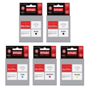 Zestaw Activejet do Canon PGI-570 CLI-571 CMYK - 5x nowy tusz XL