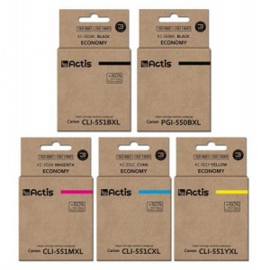 Zestaw 5x Actis Canon 550/551 - CLI551 CMYK i PGI550 Zestaw 5x Actis Canon 550/551 - CLI551 CMYK i PGI550