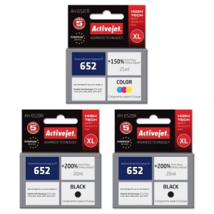 Zestaw tuszów XL Activejet HP 652 - 2x czarny 20ml + kolor 21ml